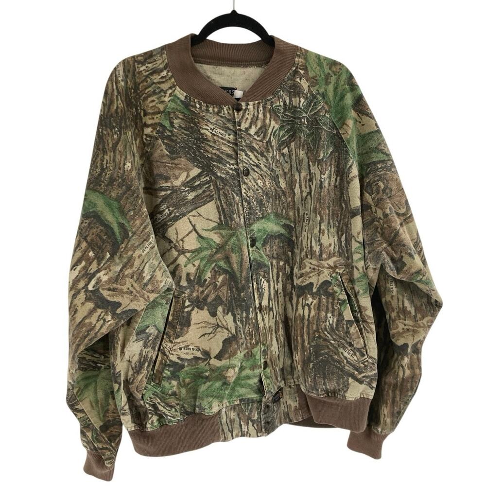 Vintage Rattlers Brand Realtree Camo Button Snap Jacket USA 90s 2XL Hunting